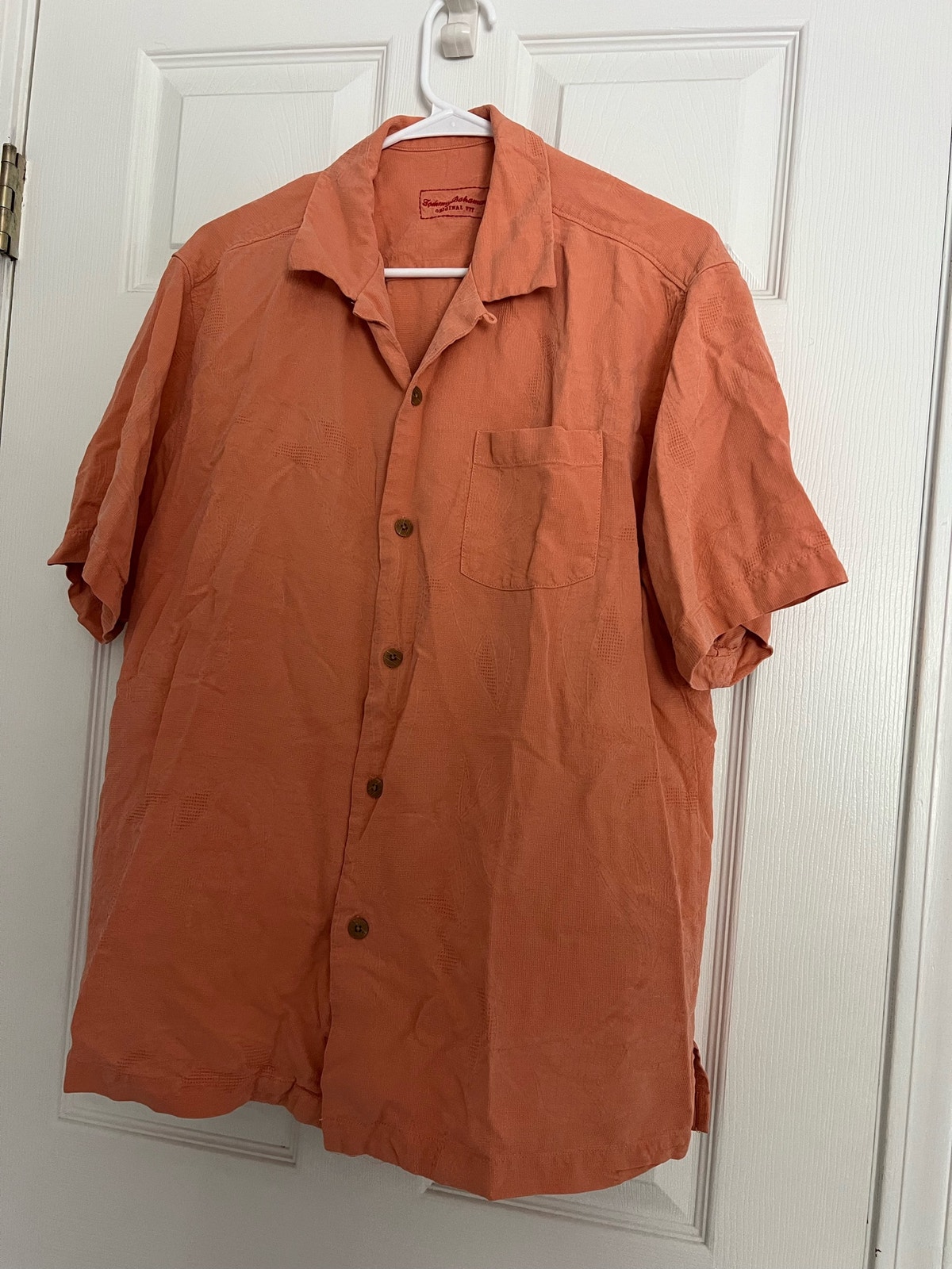 Tommy Bahama 100% Silk Original Fit Orange Hawaiian Shirt Sz: Large